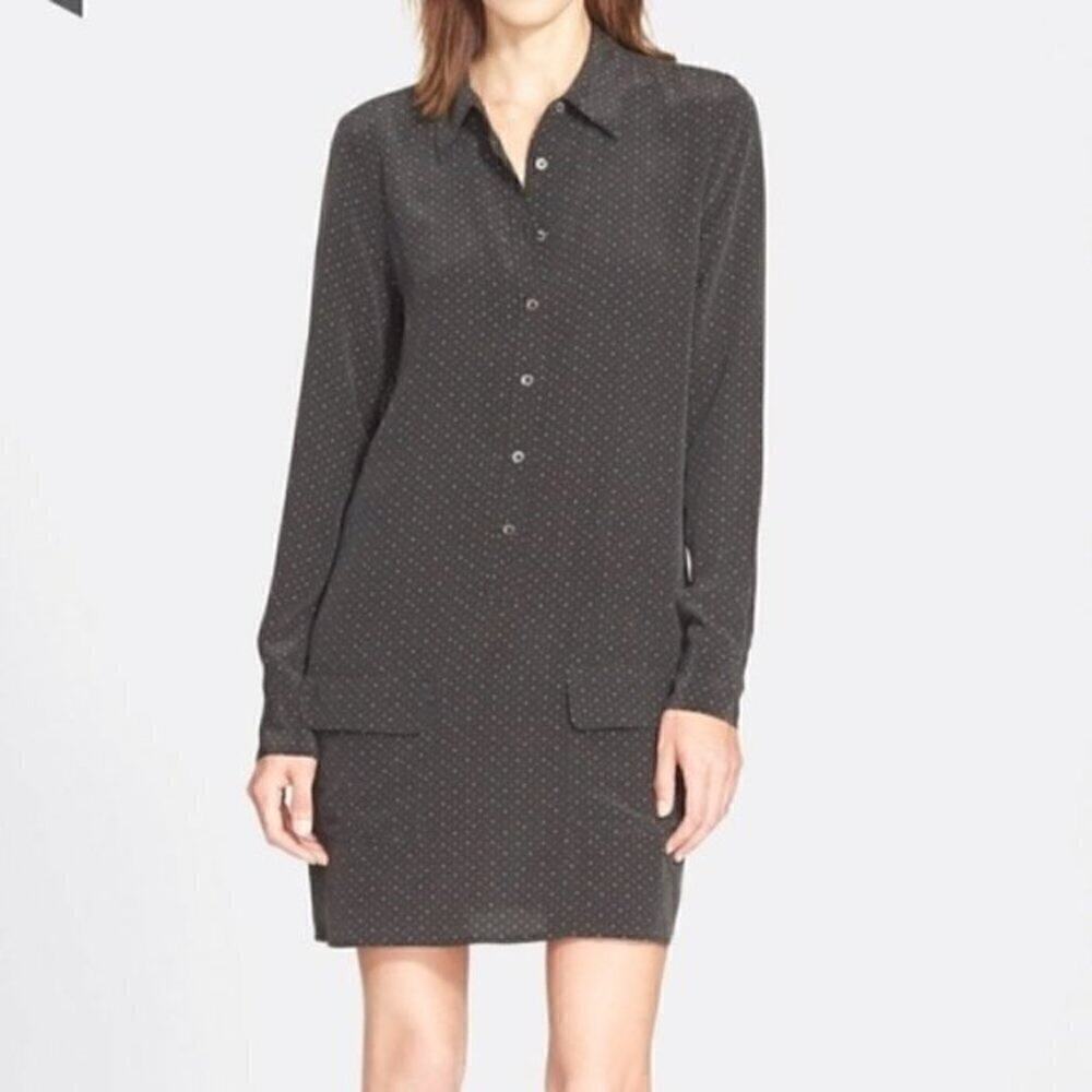 Equipment 'Lucida' Print Silk Shirt dress polka dots S